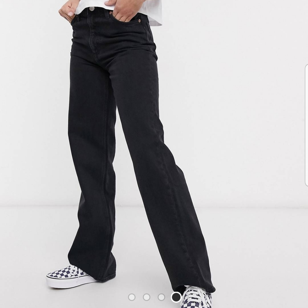 Monki Yoko wide leg organic cotton jeans in black